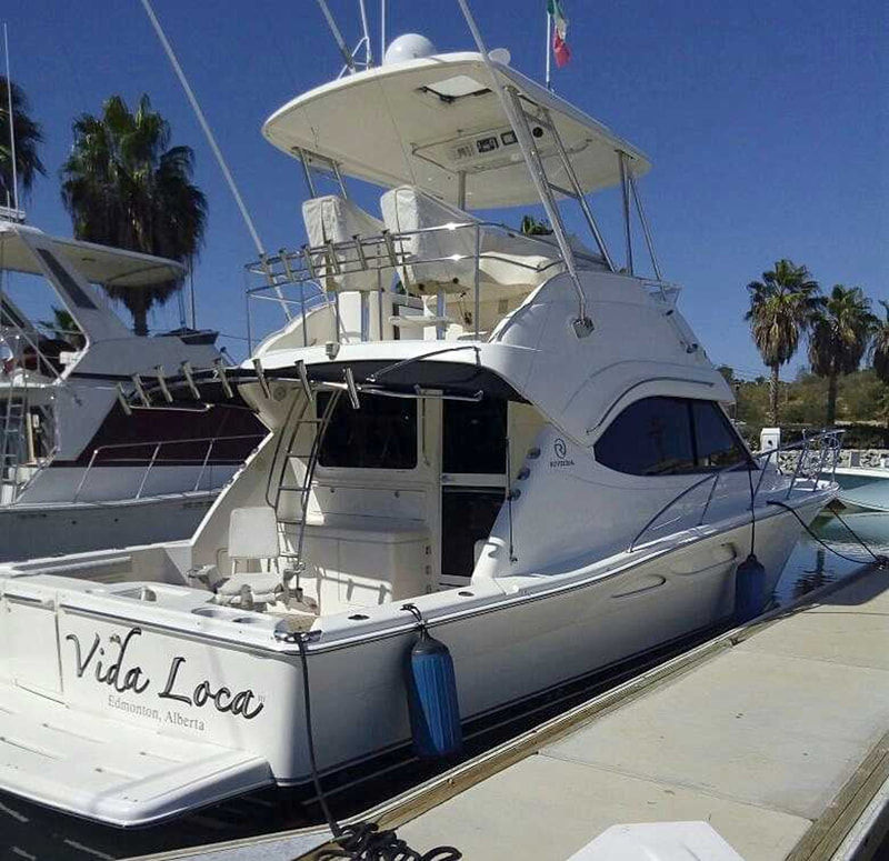 Fiesta Sportfishing 42ft Riviera Yacht charter "Vida Loca" out of  Puerto los Cabos Marina