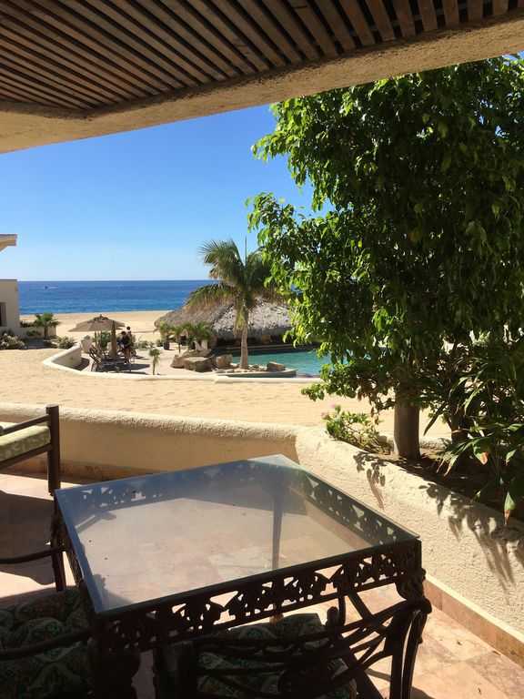 Fiesta Sportfishing Cabo Beach front Condo & Fishing Package.  View from the Cabo Condo overlooking pool, beach and Pacific Ocean. One of the most relaxing places to stay in Cabo. 